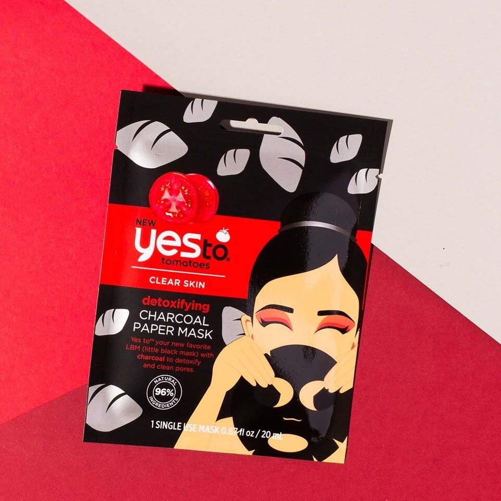 Yes To Tomatoes Detoxifying Paper Mask, Pore Cleaning Formula To Detoxify Skin & Help Remove Impurities, Hydrating & Moisturizing, With Charcoal Beauty & Personal Care Yes To