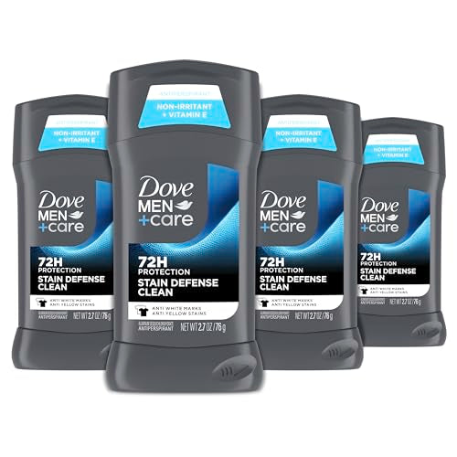 Dove Men+Care Deodorant Stick 4 Count Stain Defense Clean for Men, Anti-white Marks & Anti-yellow Stains with 72-hour Sweat and Odor Protection 2.7 oz Beauty and Personal Care DOVE MEN + CARE