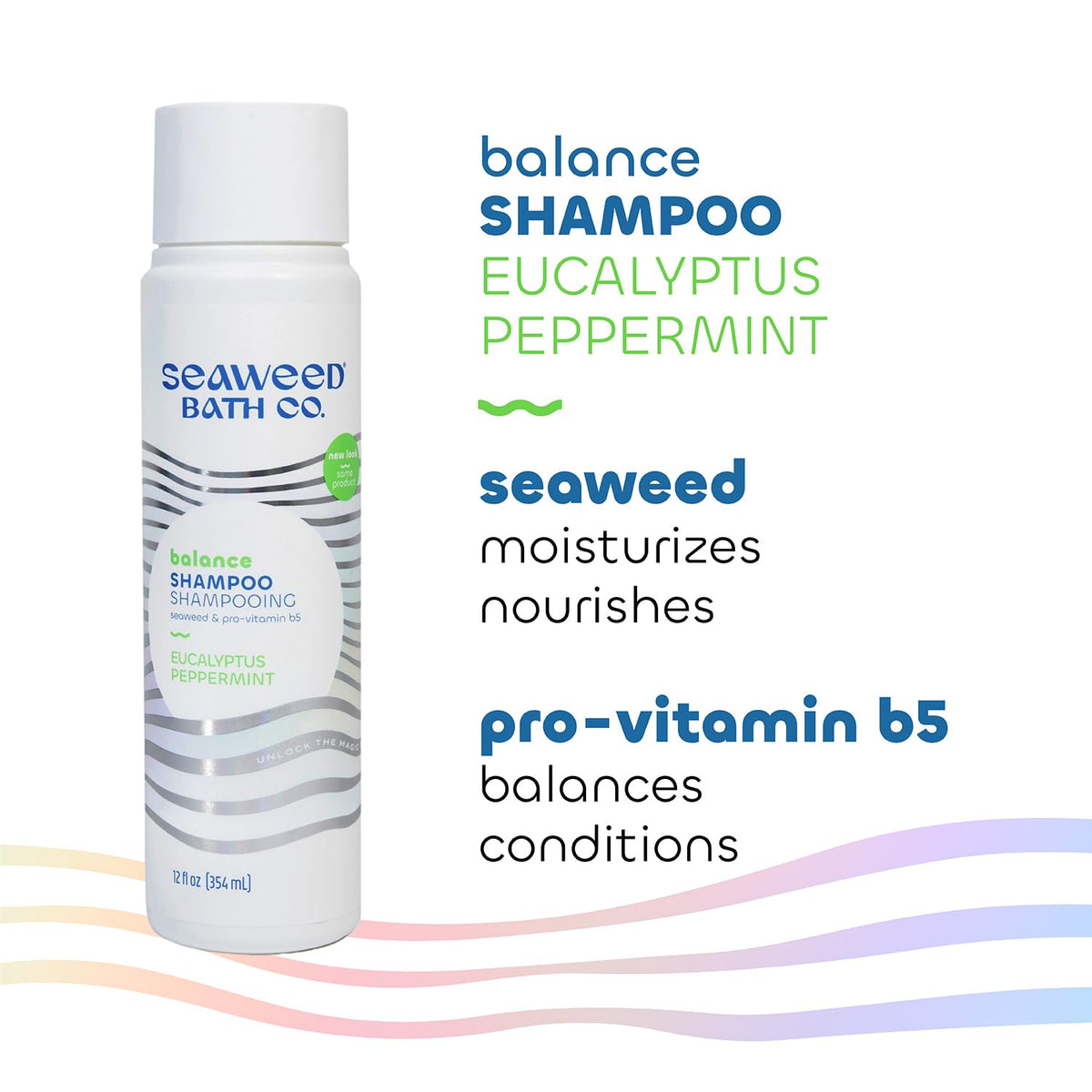 Seaweed Bath Co. Balance Shampoo, Eucalyptus Peppermint Scent, 12 Ounce, Sustainably Harvested Seaweed, Pro Vitamin B5, For Normal to Oily Hair Beauty & Personal Care The Seaweed Bath Co.