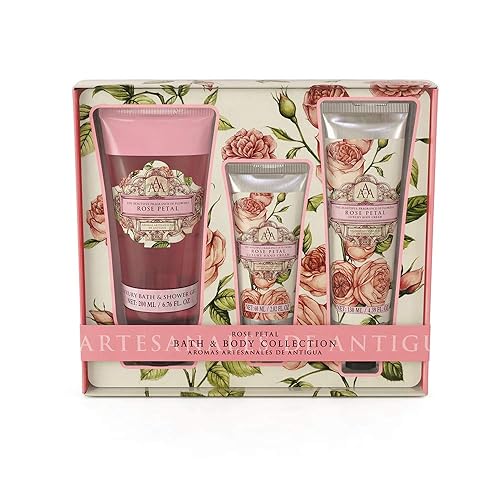 AAA by Somerset Rose Petal Bath and Body Collection - Shower Gel 200ml, Hand Cream 60ml & Body Cream 130ml Beauty & Personal Care AAA DE AROMAS ARTESANALES DE ANTIGUA
