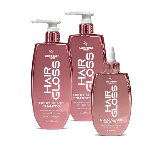 Hair Chemist Hair Gloss Liquid Glass 3-PC Shine & Protect Set - Includes 33.8oz Shampoo, 33.8oz Conditioner & 8oz Hair Oil Set (3-PC SET) Beauty & Personal Care Hair Chemist