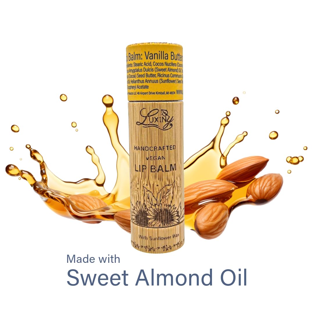 Luxiny Lip Balm in a Bamboo Tube, Vegan Natural Moisturizing, with Sunflower Wax and Vitamin E (Vanilla Buttercream) Beauty and Personal Care Luxiny