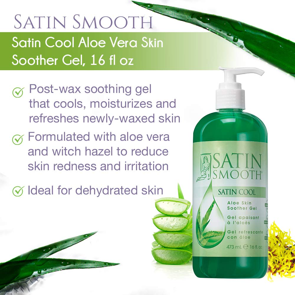 SATIN SMOOTH Aloe Vera Gel, Post-Wax Soothing Formula to Reduce Redness and Soothe Irritated Skin, Hydrating Care for Face, Body, and Hair, 16 fl oz. Beauty & Personal Care SATIN SMOOTH