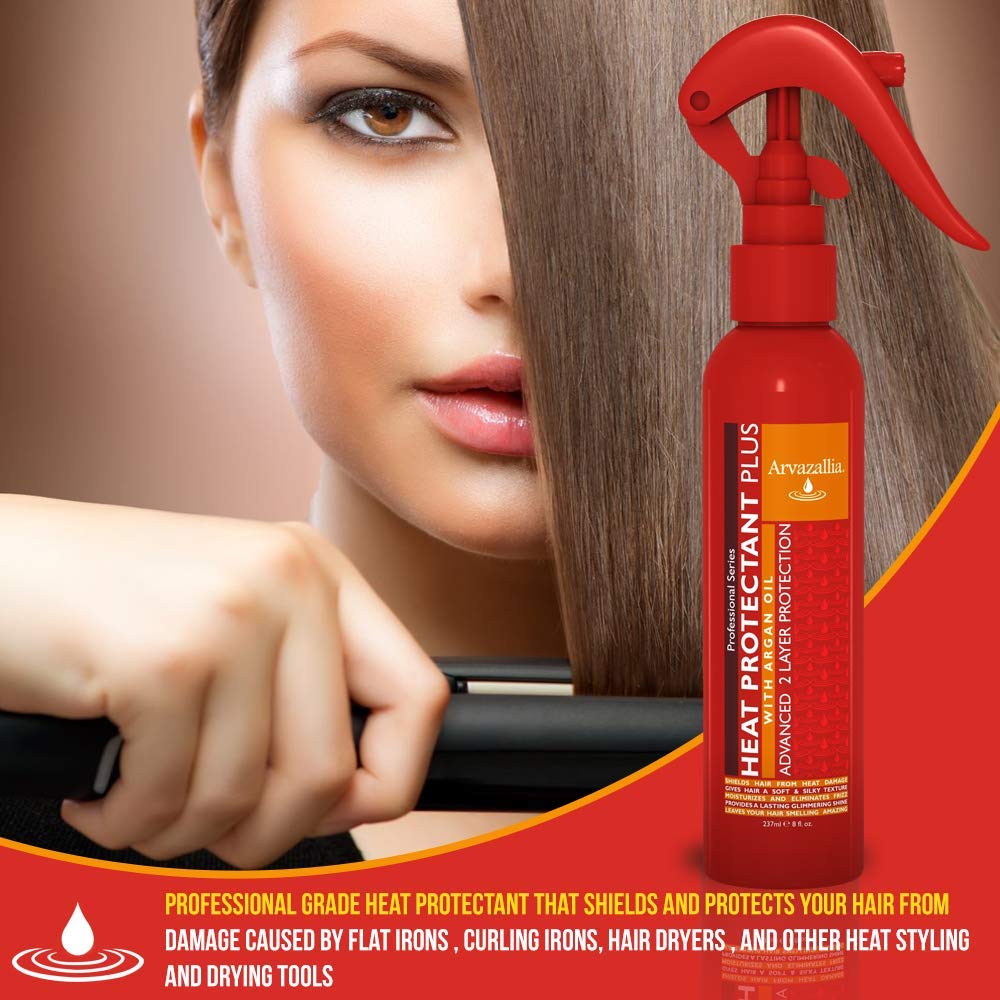 Arvazallia Heat Protectant Spray with Argan Oil - Professional Grade Thermal Protector, Leave-in Conditioner, Anti-frizz, and Shine Spray Beauty & Personal Care Arvazallia