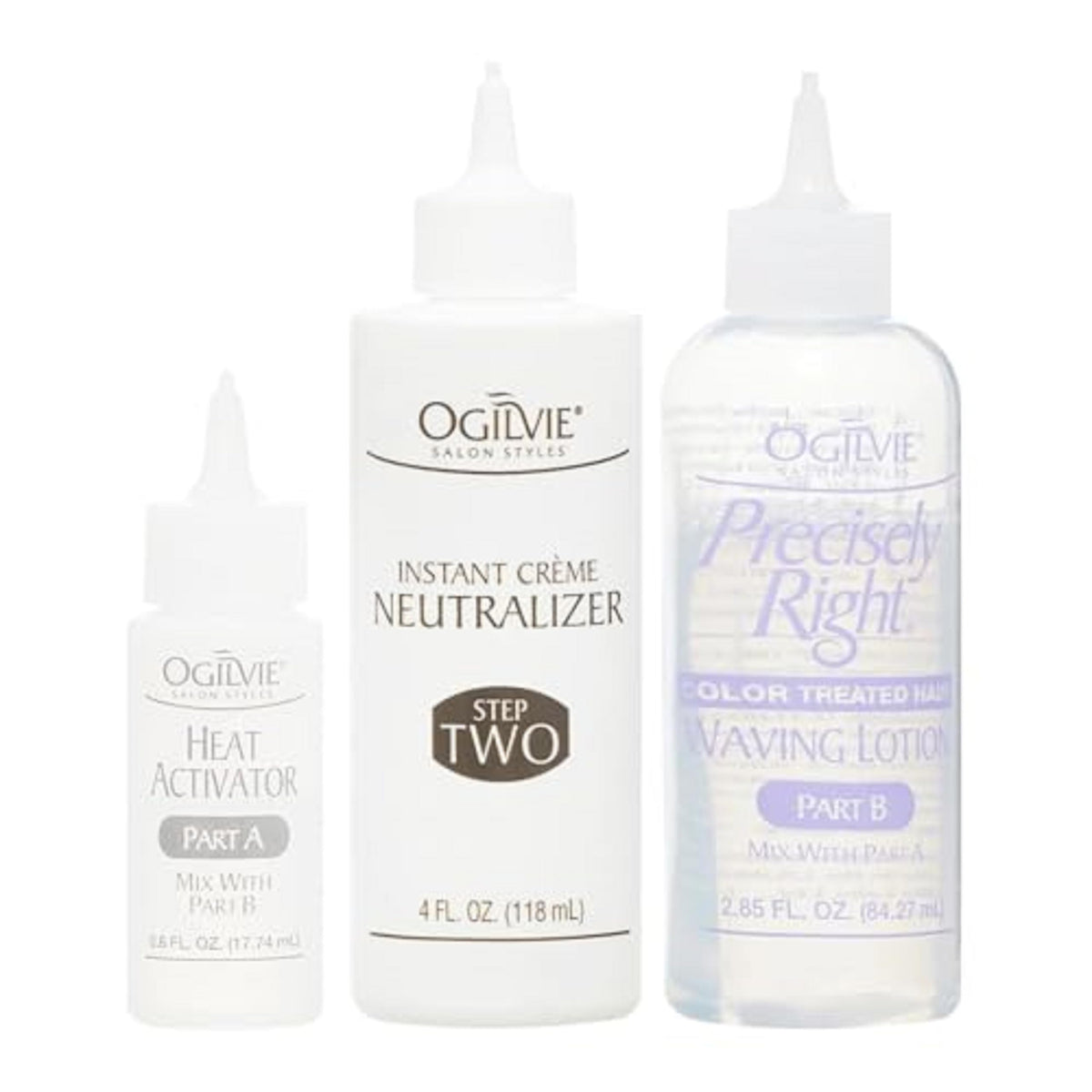 Ogilvie Salon Styles Precisely Right Professional Conditioning Home Perm Kit for Men & Women - For Color-Treated, Thin, Delicate Hair - Heat-activated