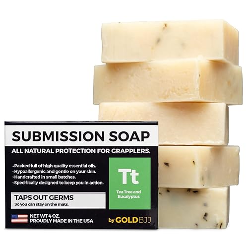Premium Tea Tree Oil Soap - USA Made Bar Soap for BJJ, Jiu Jitsu, Wrestling, and Grappling (5-Pack of 4 Ounce Soap Bars, Classic Tea Tree) Beauty & Personal Care Gold BJJ