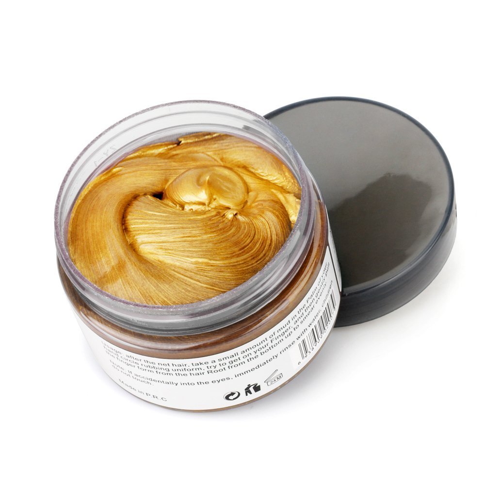 Hair Coloring Wax, Gold Disposable Instant Matte Hairstyle Mud Cream Hair Pomades for Kids Men Women to Cosplay Nightclub Masquerade Transformation Beauty & Personal Care BeeShine
