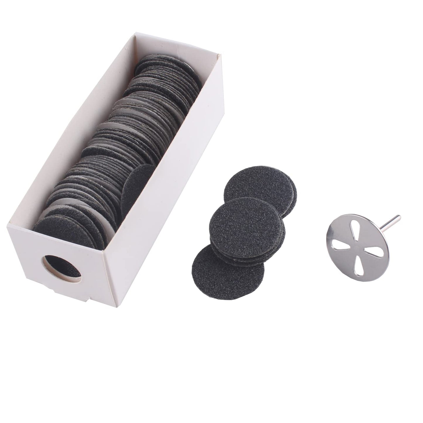 MZCMSL 100pcs Sandpaper Discs and 1pcs Metal Nail Bit,25mm Pedicure Sanding Disc Bit,Electric Foot Files,#80 Grit(Coarse) Beauty & Personal Care MZCMSL