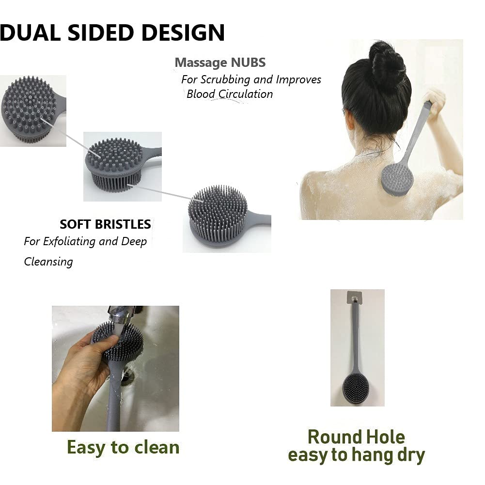 Cinlitek Silicone Body Scrubber - Long Handle Back Scrubber, Shower Exfoliator Beauty & Personal Care Cinlitek