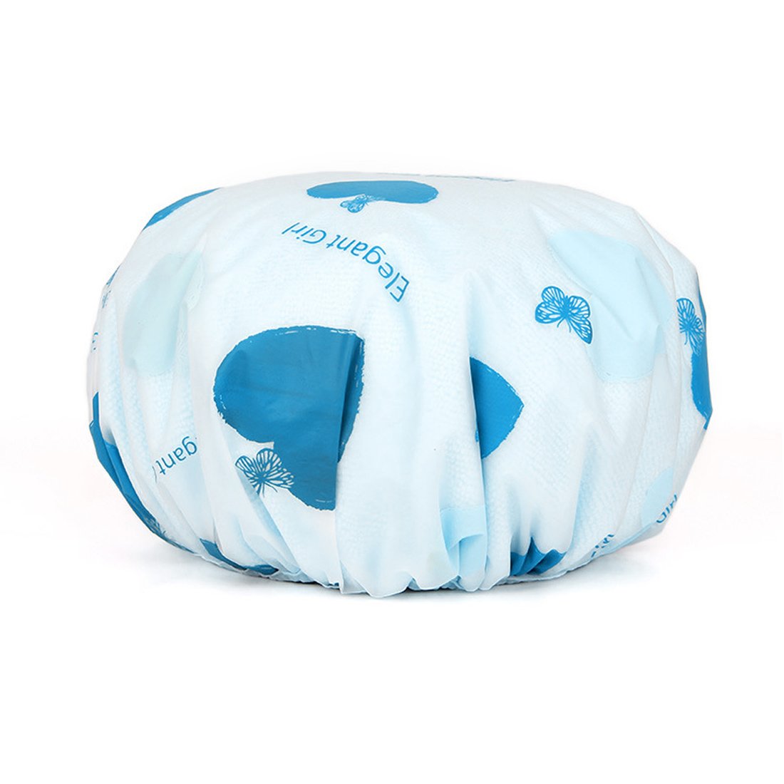 Ruilogod Blue PEVA Microfiber Dual Layers Heart Printing Waterproof Shower Bath Hair Cap Hat (id: 832 598 635 c6b c89 Beauty and Personal Care Ruilogod