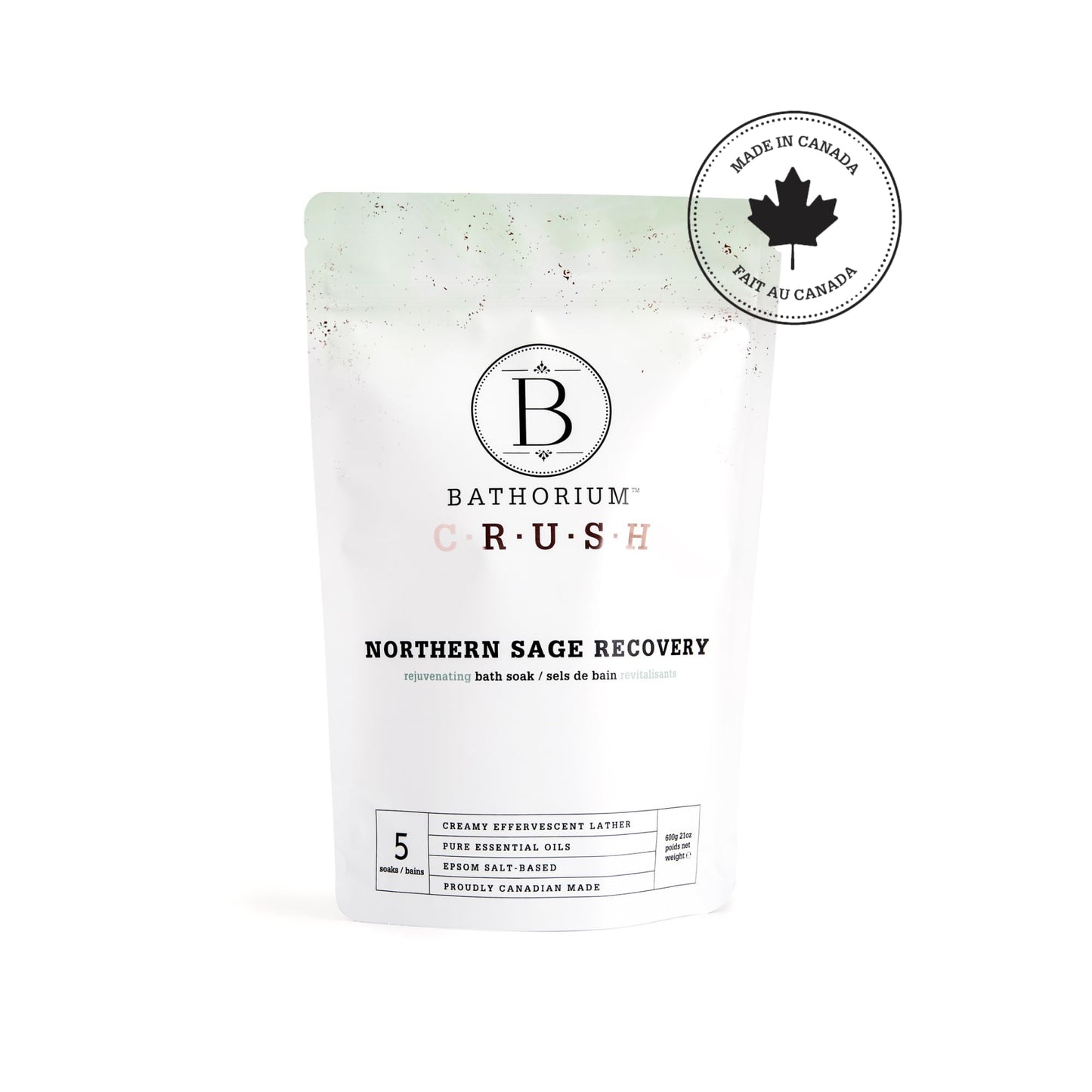 Bathorium Northern Sage Recovery Crush, Revitalizing Bath Soak, Dead Sea & Epsom Salt, Sage, Pine, Eucalyptus, pH-Balanced for Women, 5+ Baths, 21 oz Beauty and Personal Care Bathorium