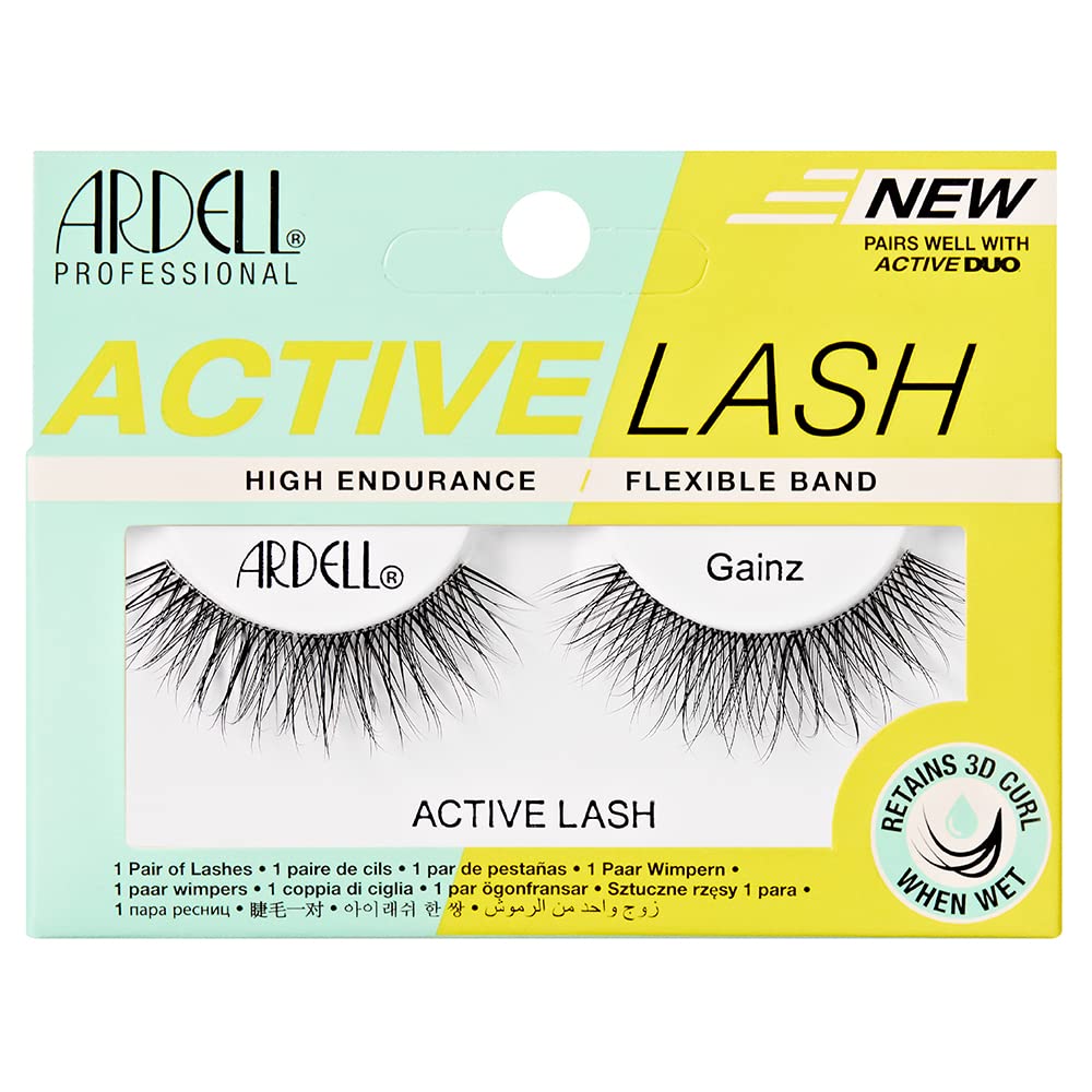Ardell Active Lashes Gainz - Long-Lasting False Eyelashes, Sweat-Resistant, Reusable Strip Lashes for Active Lifestyles