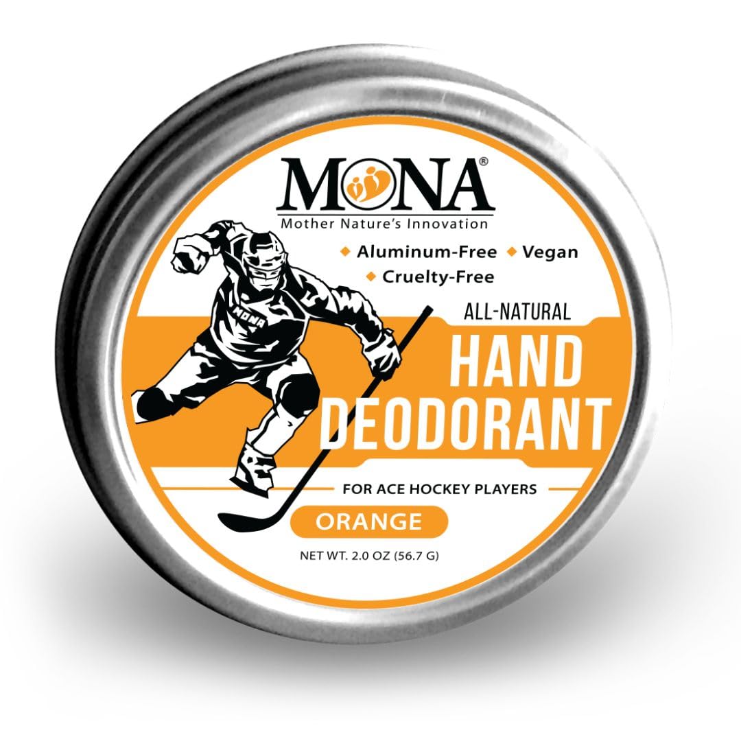 MONA BRANDS All Natural HAND DEODORANT for Ace Hockey Players - For athletes who wear gloves - Vegan, Non-GMO, and Cruelty free - ORANGE Scent - 2.0 Beauty and Personal Care MONA