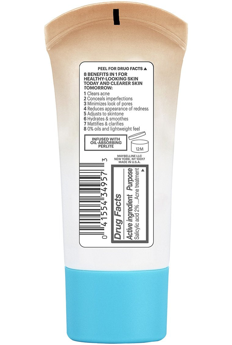 Maybelline Dream Pure Skin Clearing BB Cream, 8-in-1 Skin Perfecting Beauty Balm With 2% Salicylic Acid, Sheer Tint Coverage, Oil-Free, Medium, 1