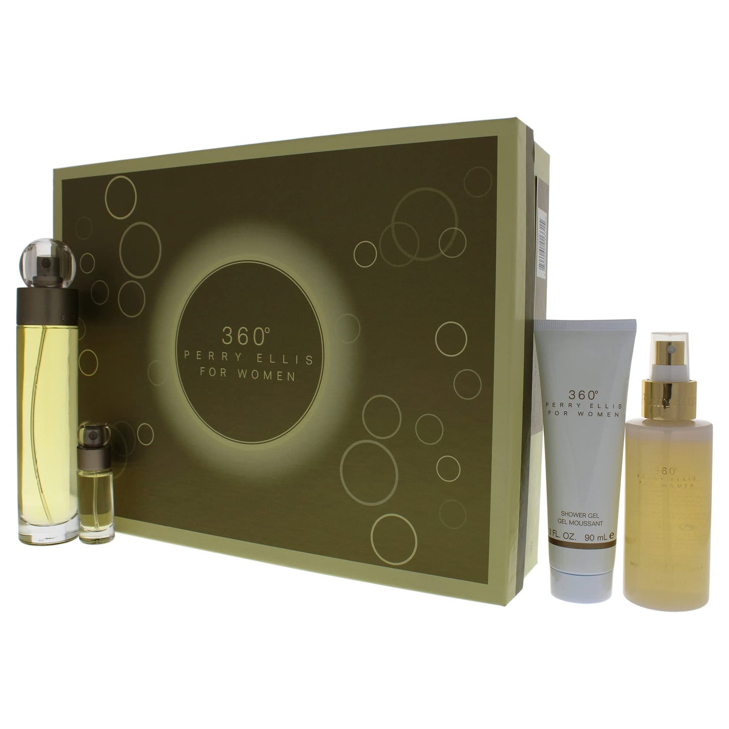 Perry Ellis 360 Women 3.4oz EDT Spray, 4oz Body Mist Spray, 3oz Shower Gel, 0.25oz EDT Spray 4 Pc Gift Set Beauty & Personal Care Perry Ellis