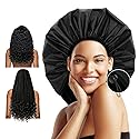 Auban Extra Large Shower Cap, Waterproof Reusable Hair Cap, XL Satin Lined Shower Bonnet for Women Men Thick Long Hair, Braids, Dreadlocks(Adjustable) Beauty & Personal Care Auban