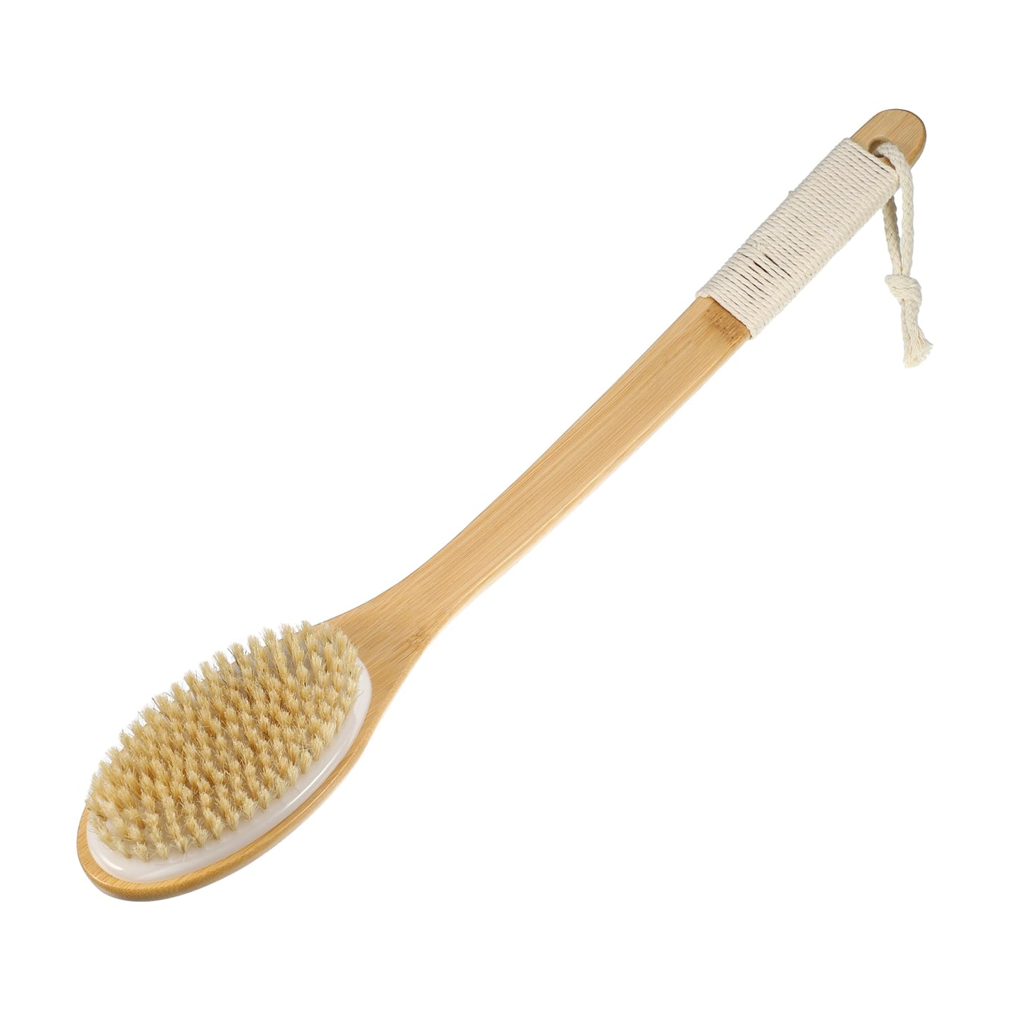VOCOSTE Boar Bristle Dry Brushing Body Brush, 18inch Bath Brush Curved Long Handle for Shower, Wooden Body Brush for Showering and Exfoliating, Body Beauty and Personal Care VOCOSTE