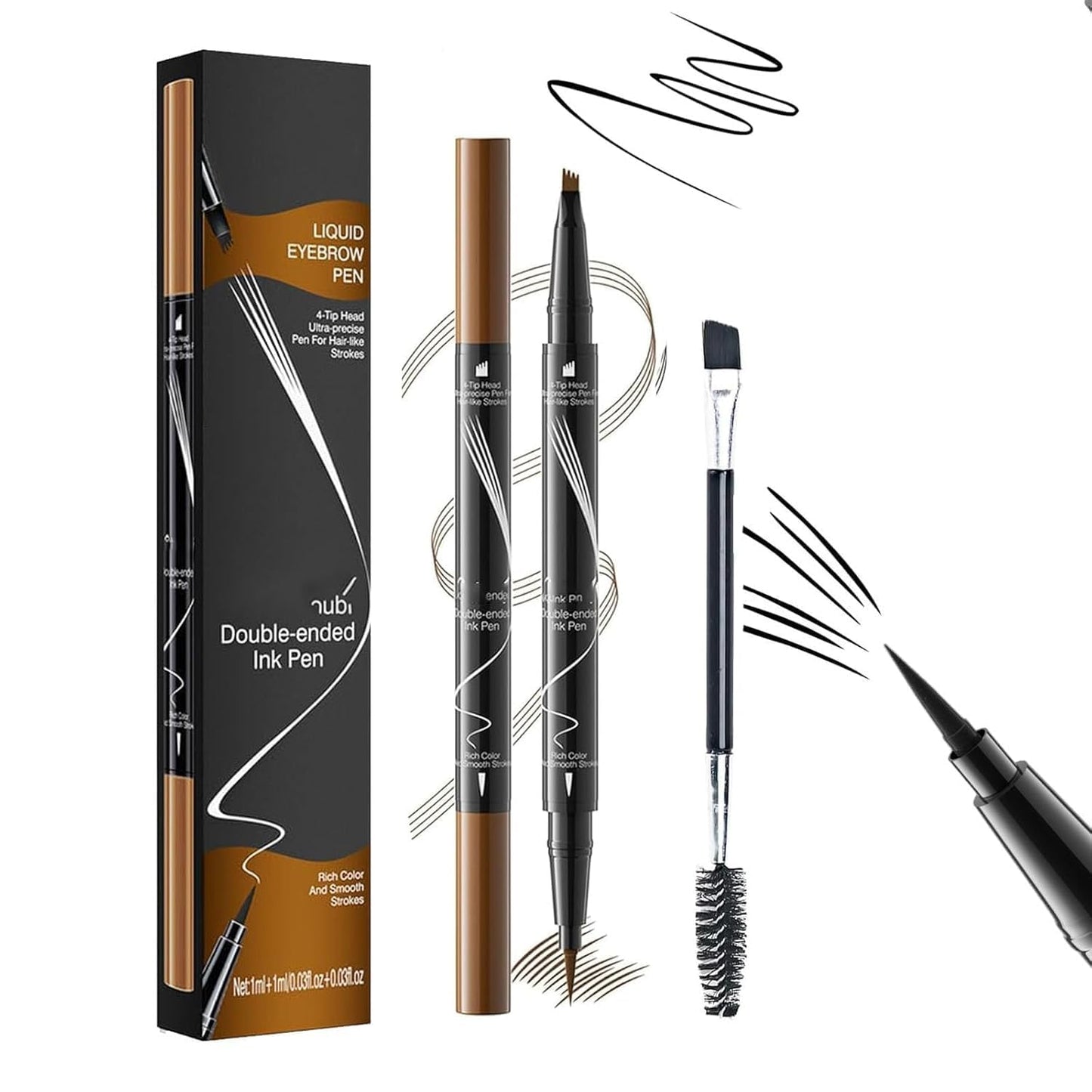 Two Eyebrow Pencils, 2025 NEW Waterproof Magic Eyebrow Pencil, Dual-Ended 3D Microblading Eyebrow Pen with 4 Tip & Eyebrow Brush, Makeup Long-Lasting… Beauty & Personal Care Dorlafamomo