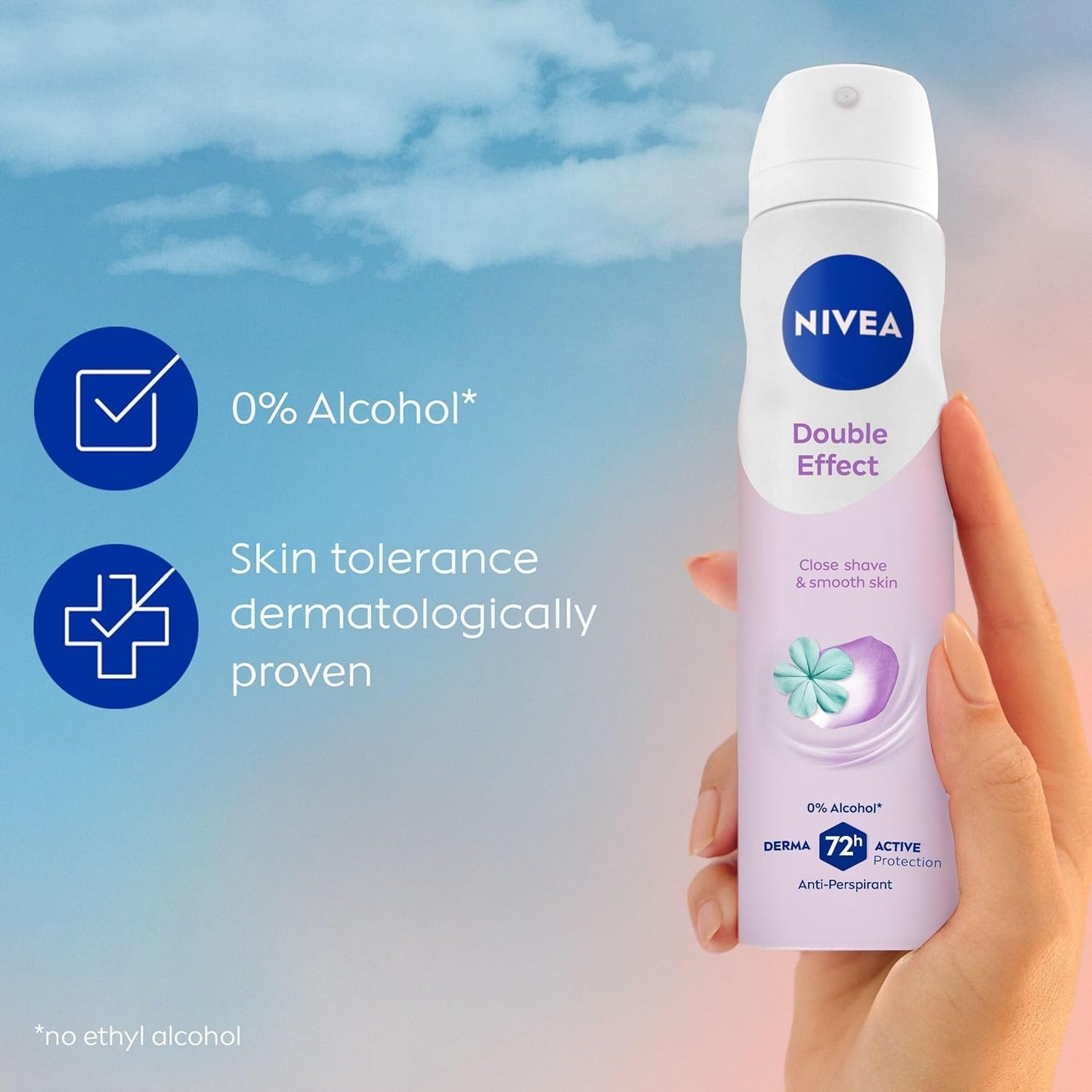 NIVEA Double Effect Anti-Perspirant Spray for Women, 72H Sweat & Odor Protection, Avocado Extract, Alcohol-Free Deodorant, Smooth Underarms, 200ml Beauty and Personal Care NIVEA