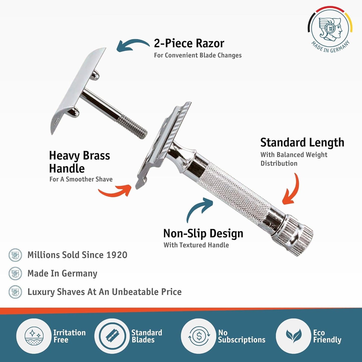 Merkur Mk34c Double Edge Razor with Heavy Duty Short Handle Beauty and Personal Care Merkur