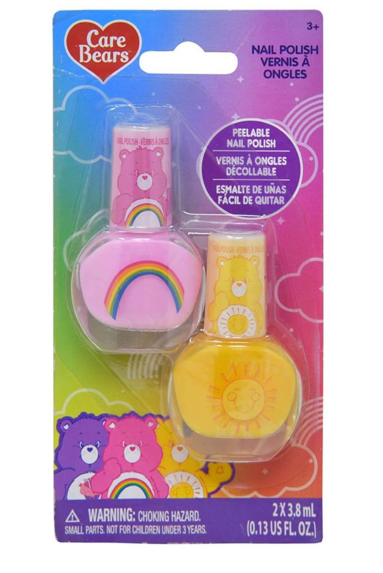 Townley Girl Care Bears 2 Pack Nail Polish on Card - Water-Based, Durable - Dry Immediately and Smooth Coverage Nail Polish Set
