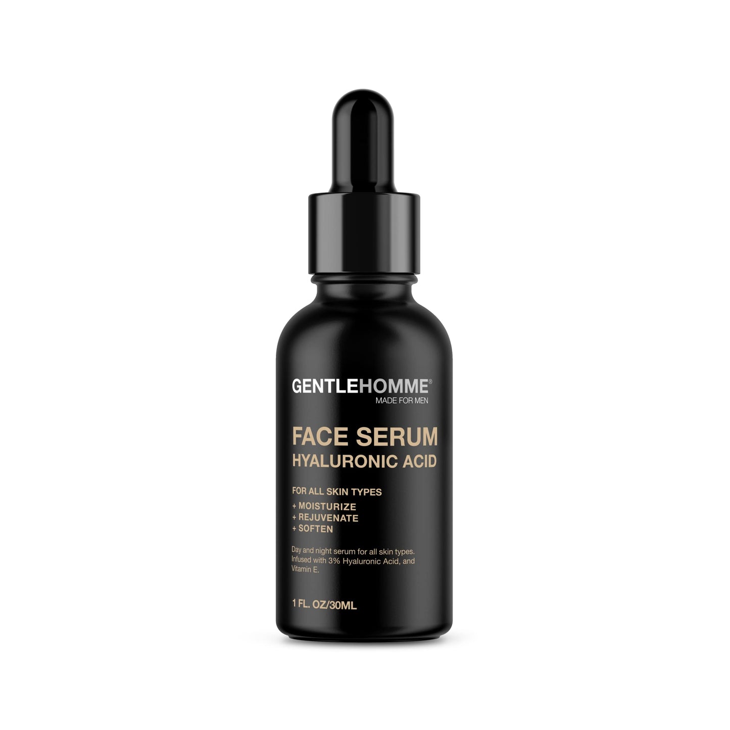 Gentlehomme - Hyaluronic Acid Face Serum - Men’s Facial Serum - With 3% Hyaluronic Acid & Vitamin E - Helps Moisturize, Rejuvenate & Soften Skin - Day Beauty & Personal Care Gentlehomme