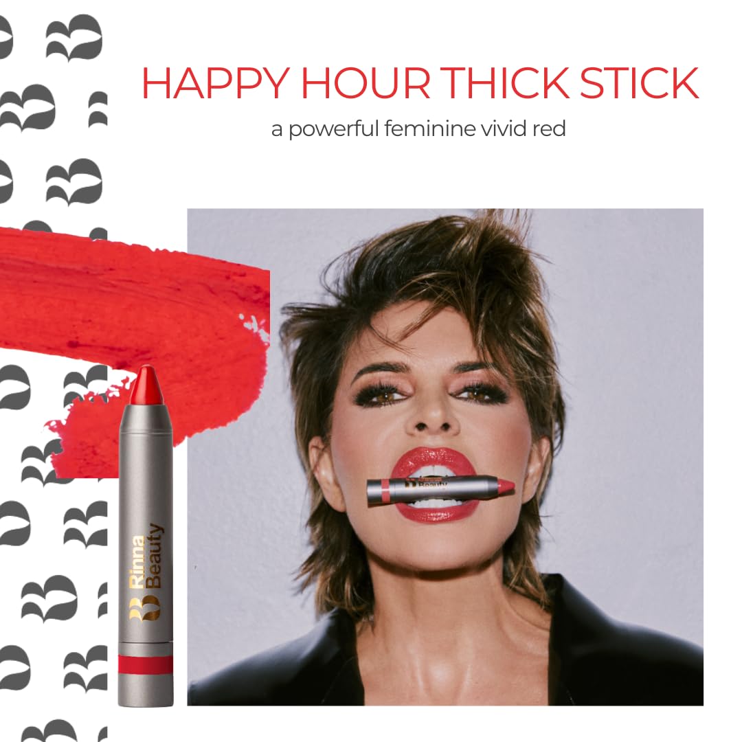 Rinna Beauty Thick Stick Lip Crayon - Happy Hour - Long Lasting Lipstick, Moisturizing Creamy Formula with Hydrating Oils & Extracts, Built-In Beauty & Personal Care Rinna Beauty