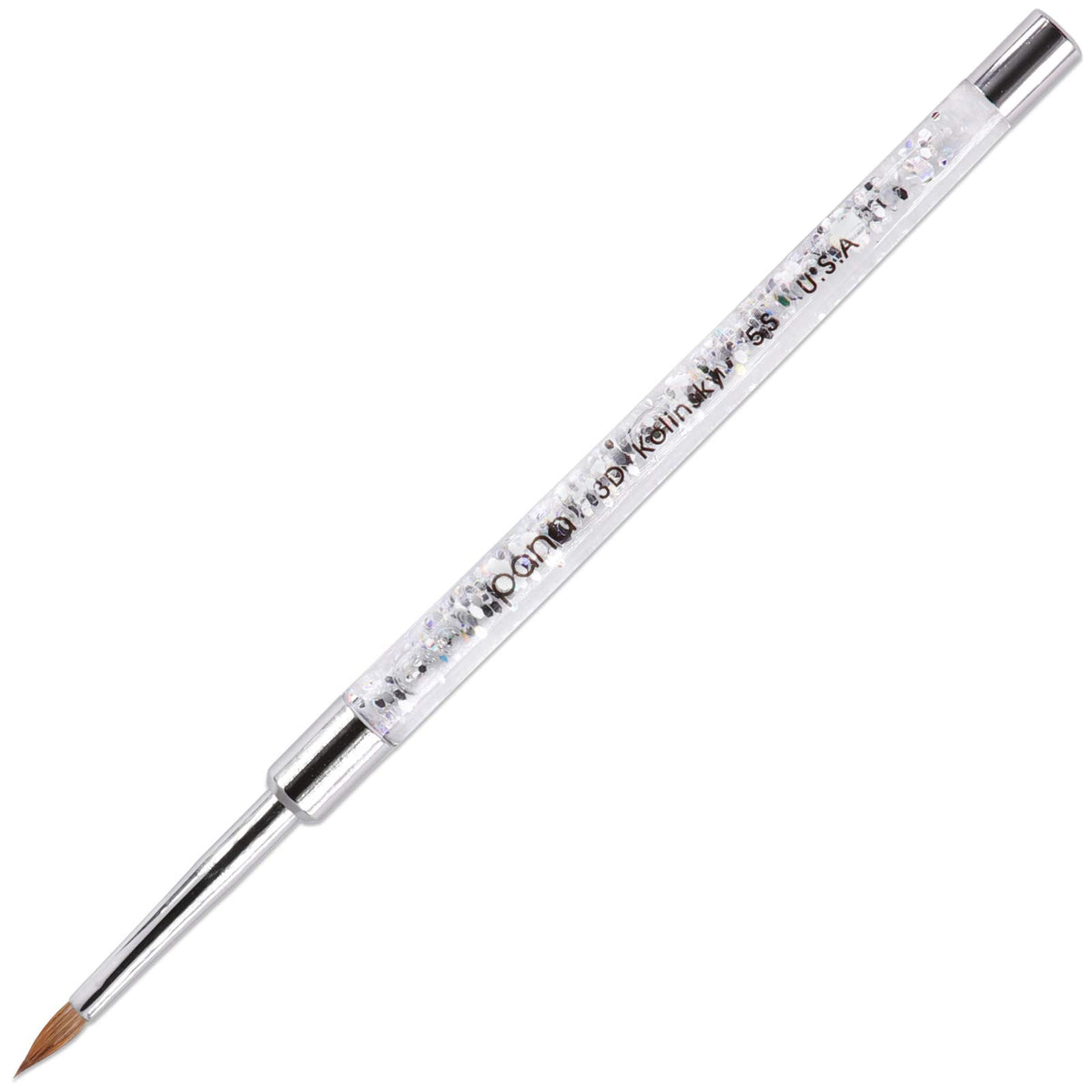 PANA 3D Kolinsky Nail Art Brush - Silver Glitter Handle, Size 5 - Acrylic Nail Art Sculpture Brush for Manicures Pedicure Salon Professional or