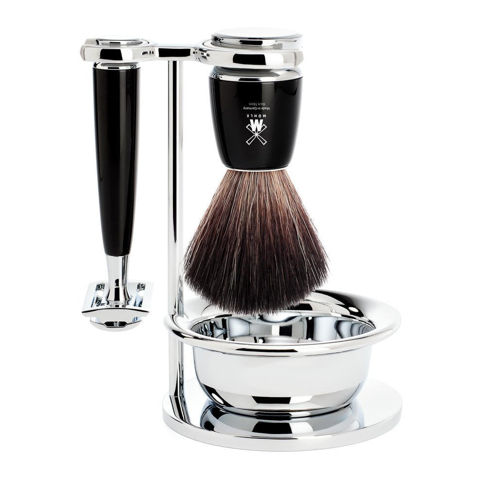 MÜHLE RYTMO Black 4-piece Black Fiber Safety Razor (Closed Comb) Shaving Set For Men - Perfect for Every Day Use, Barbershop Quality Close Smooth Beauty and Personal Care MÜHLE
