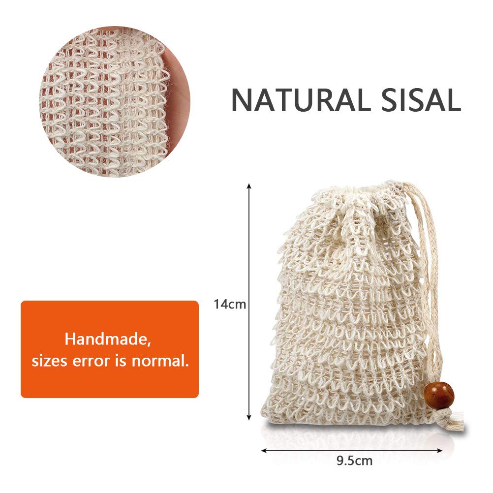 BUYGOO 20 Pack Soap Exfoliating Bag, Natural Soap Saver Hand Made Sisal Mesh Soap Bag Bar Soap Bag with Drawstring for Bath & Shower Use Beauty & Personal Care BUYGOO