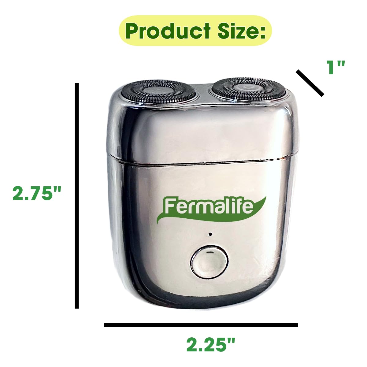 FERMALIFE Mini Electric Shaver, USB-C Rechargeable, Magnetic Dual Head Portable Shaver for Men, Waterproof Travel Razor, Quick Wet & Dry Shave, Easy Beauty and Personal Care FERMALIFE