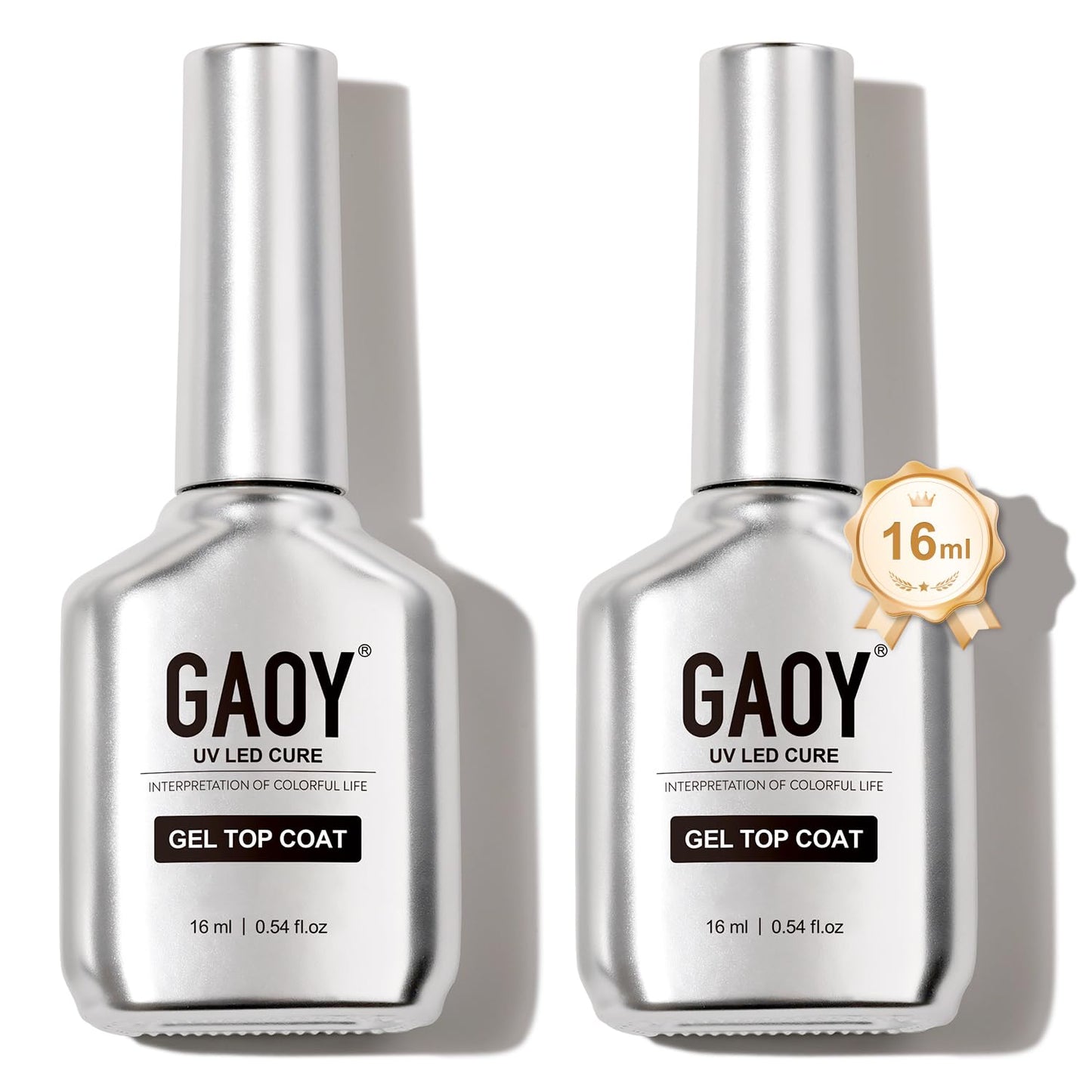 GAOY 2 Pcs 16ml No Wipe Gel Top Coat, Glassy Clear Gel Top Coat, High Gloss Finish for UV Light Cure Nail Polish Beauty and Personal Care GAOY