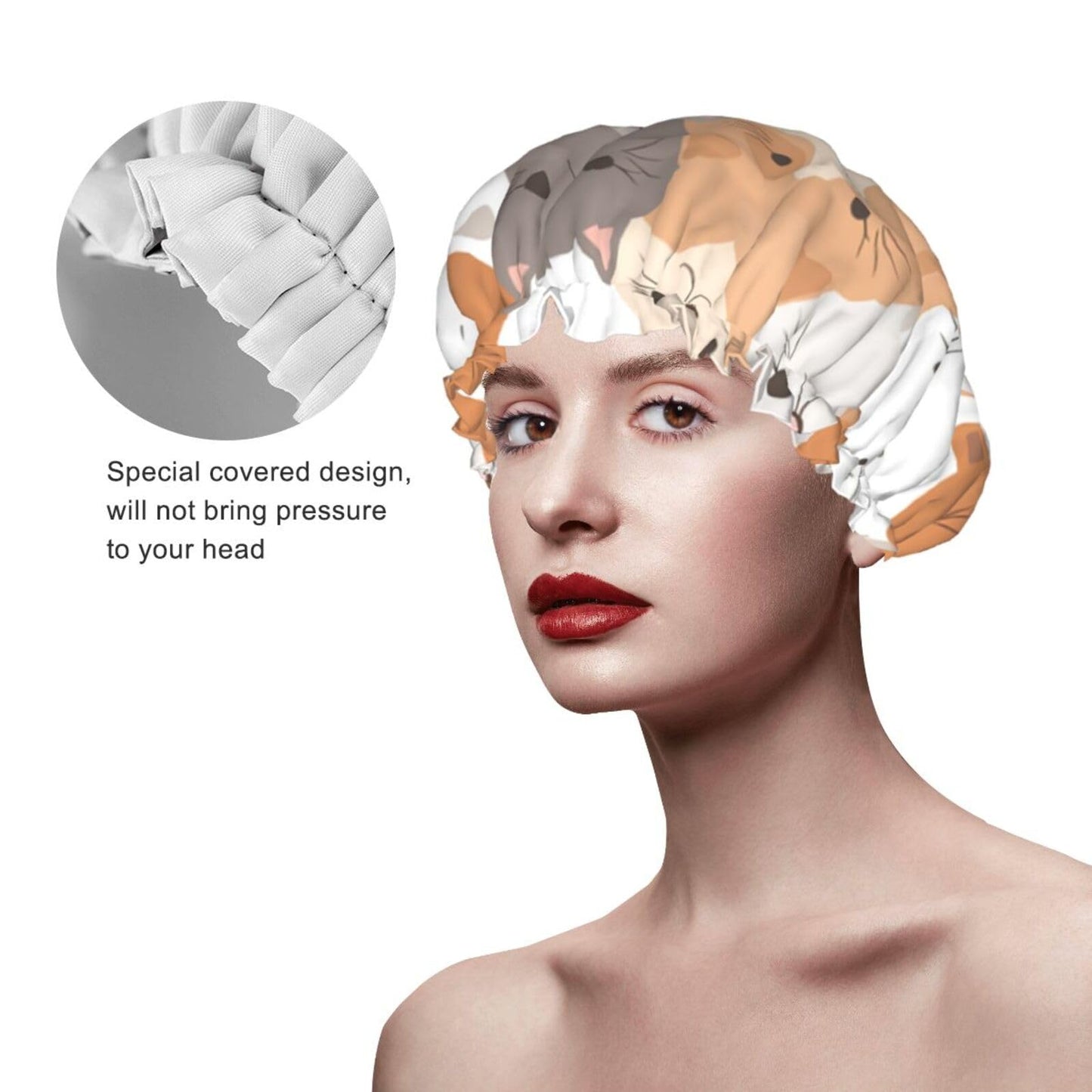 Orange Cats Shower Cap for Women Men Large Reusable Shower Bonnet Double-Layer Waterproof Bath Caps Elastic Band Hair Hat for All Hairstyles Beauty and Personal Care BWLHJKE