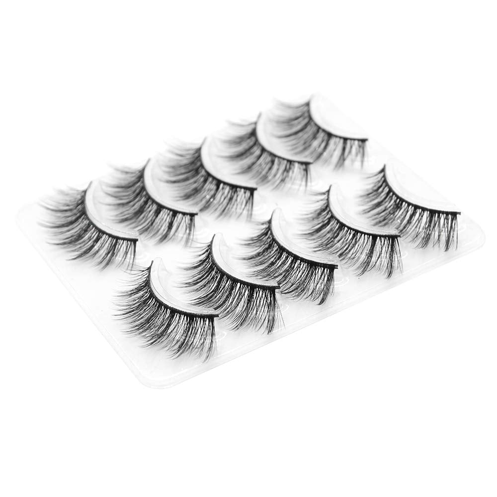 PURELEOR Natural Look Eyelashes 3D Mink Cat Eye Lash Wispies 15mm Manga Lashes 5 Pairs Soft Reusable False Eyelashes Lightweight, No Glue Included Beauty & Personal Care PURELEOR