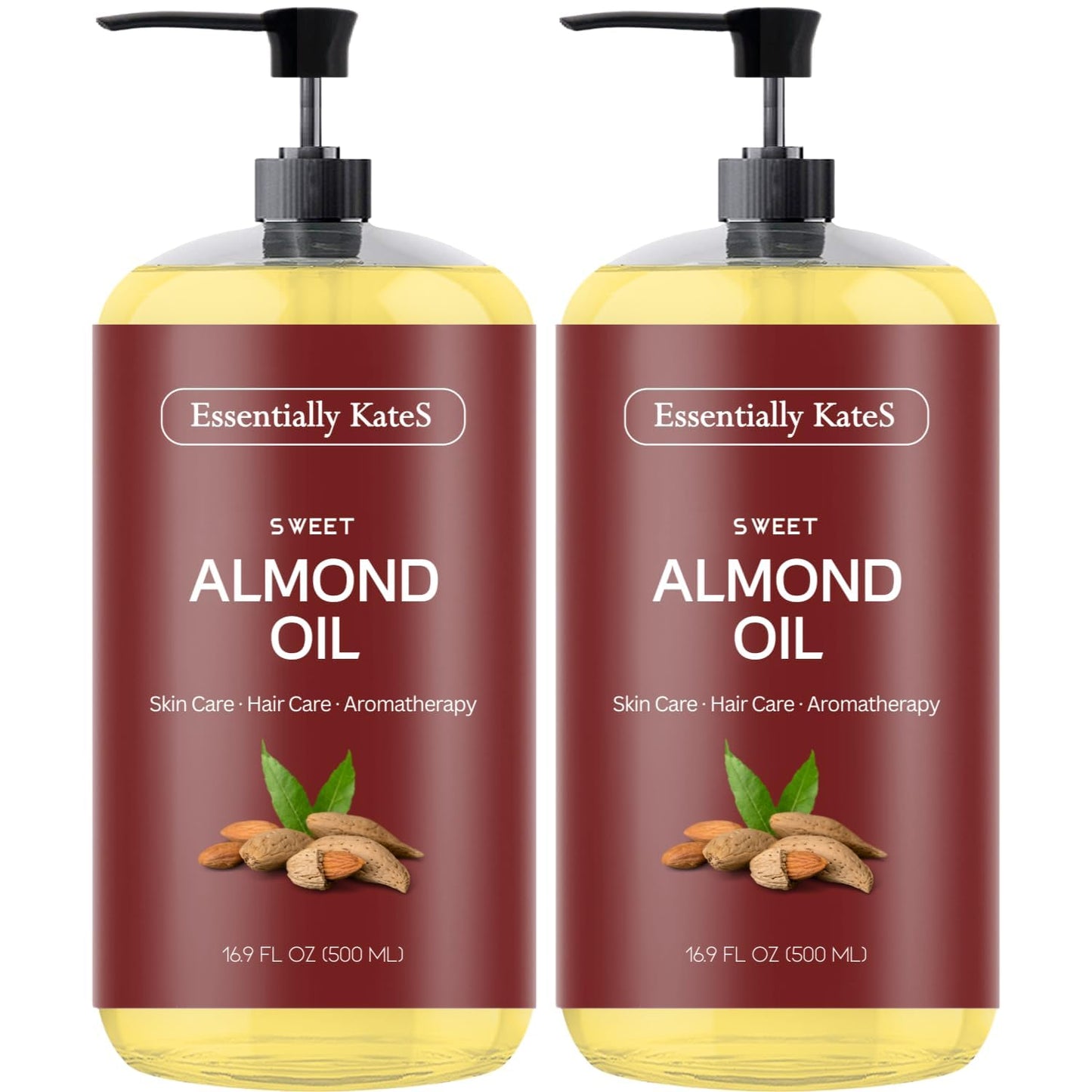 Essentially KateS Sweet Almond Oil 33.8 Fl Oz - Pack of 2 x 16.9 Fl Oz - 100% Pure and Natural - Conditioning, Moisturizing & Nourishing - No Greasy Beauty and Personal Care Essentially KateS Default Title