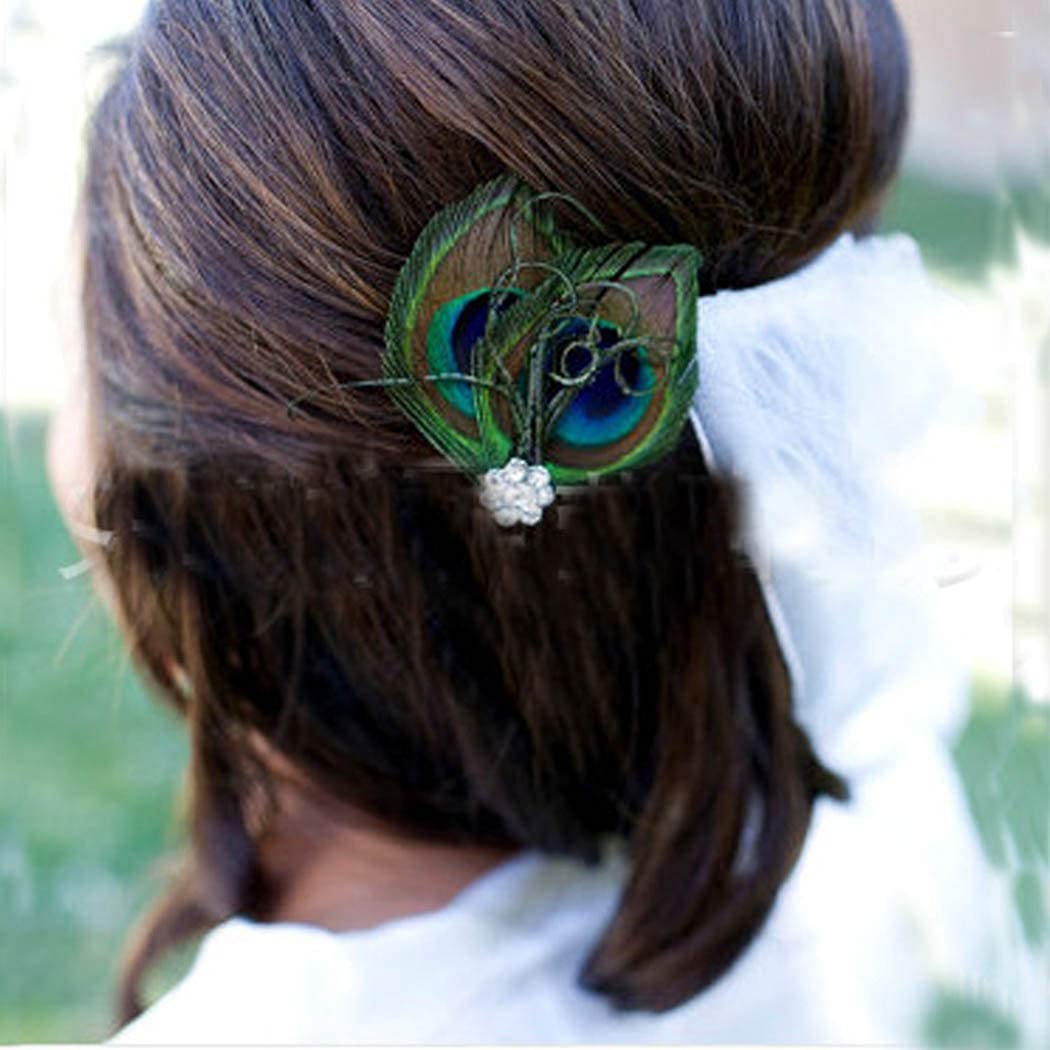 Acenail Boho Peacock Crystal Hair Accessory - Feather Hair Clips and Barrettes for Women and Girls Beauty & Personal Care Dreamin