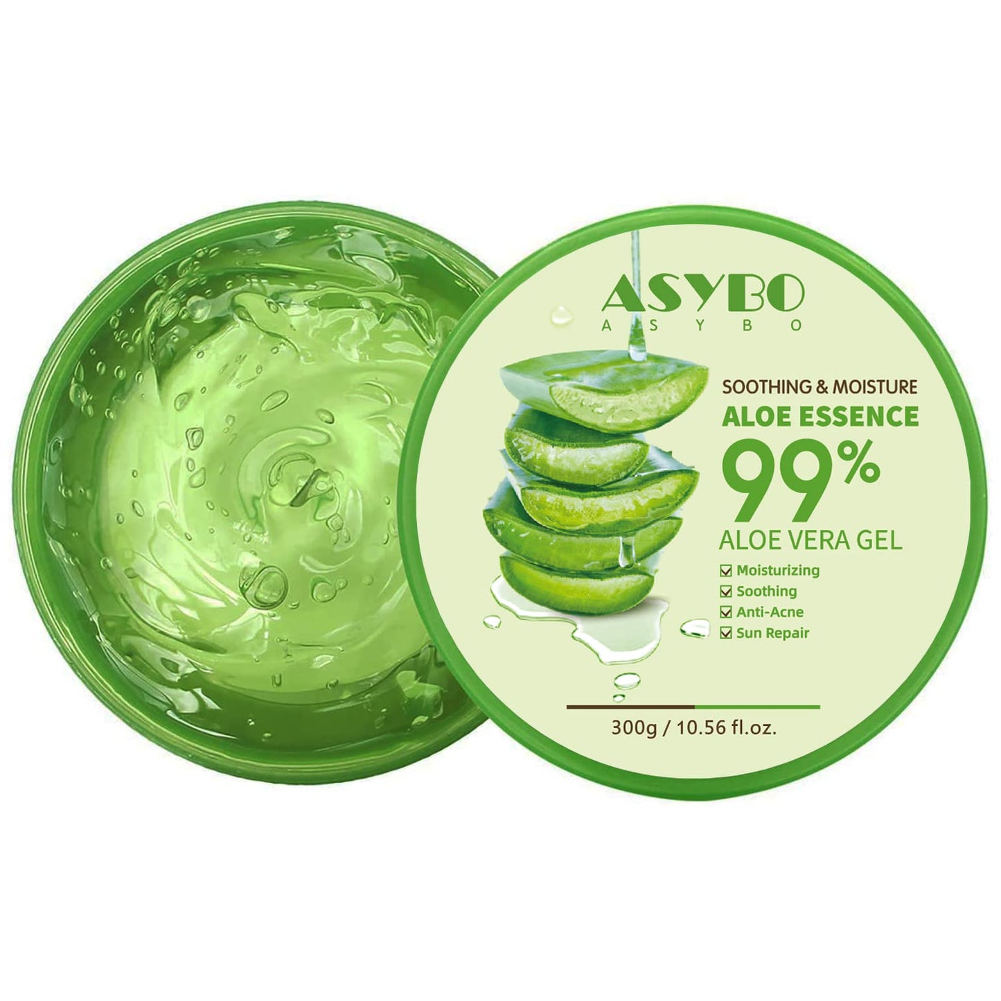 ASYBO 300 ML Natural Aloe Vera Gel -Organic Moisturizing Cream, Soothing and Hydrating, Sunburn and Scar Repair, Care for Face Body Hair Beauty & Personal Care ASYBO