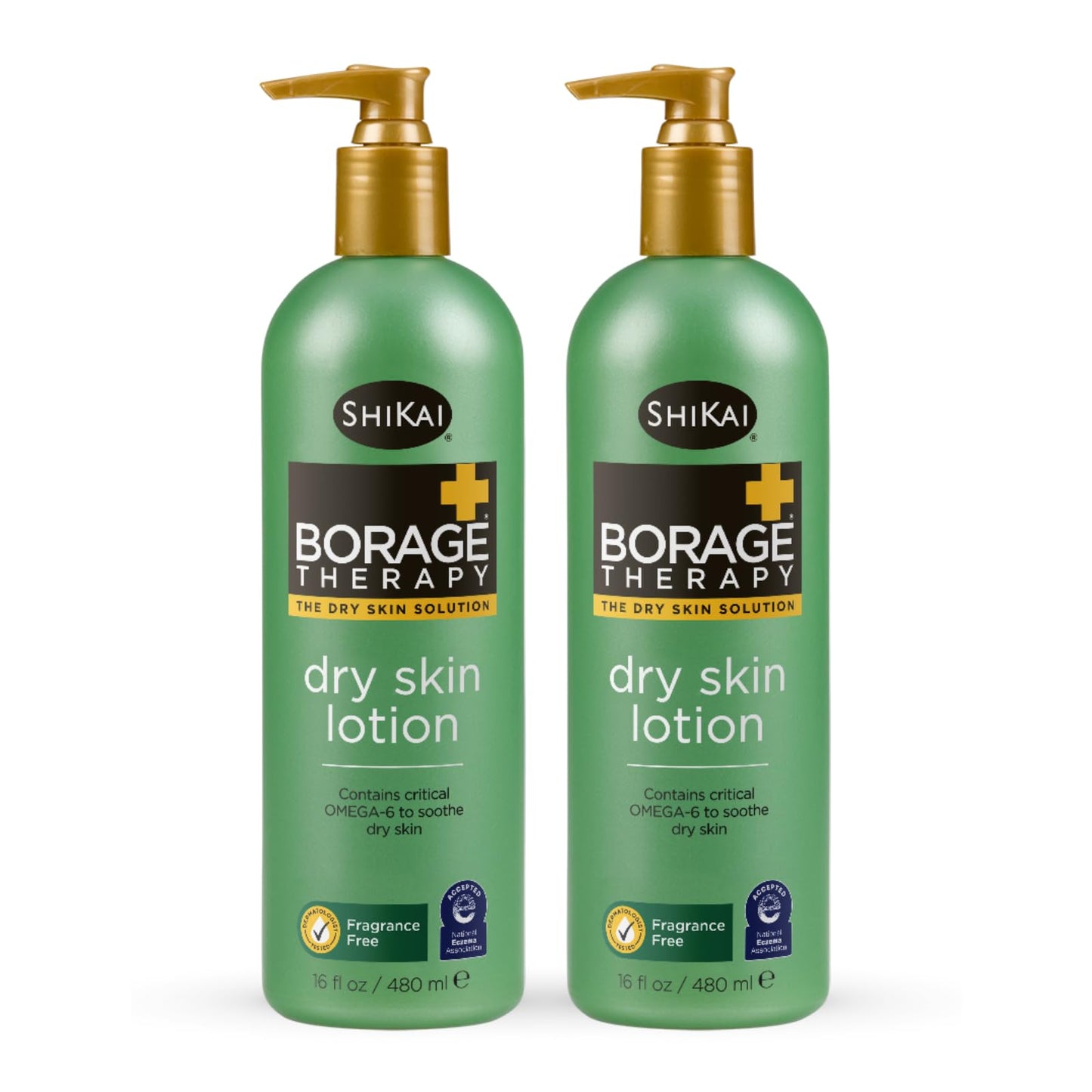 ShiKai Borage Therapy Dry Skin Lotion Moisturizer (16oz, Pack of 2) Unscented Skincare | Hydrating Lotion for Eczema, Dry Hands & Body | With Oatmeal Beauty & Personal Care ShiKai