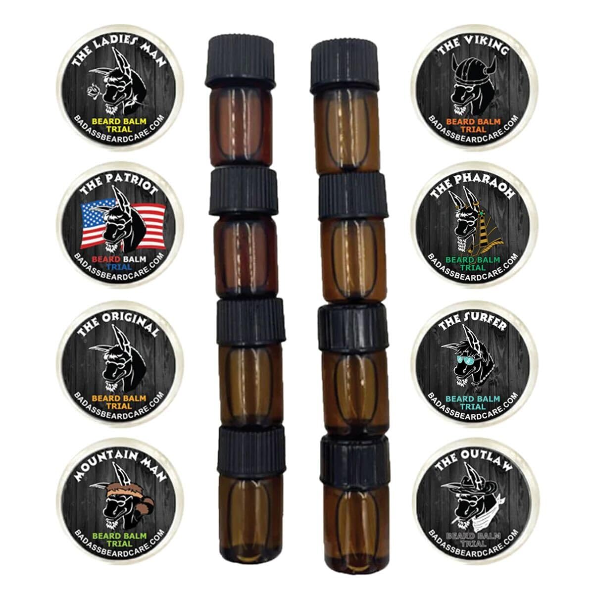 Badass Beard Care Trial Kit For Men - 8 Packs, Trial Sizes of Beard Balm & Beard Oil Beauty and Personal Care Badass Beard Care