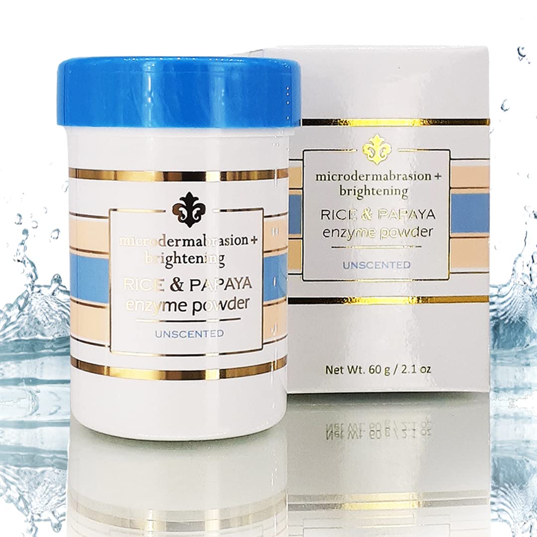 Rice and Papaya Enzyme Powder (water-activated) - All Natural Daily Face Exfoliator/Cleanser - Pore purifying, anti-aging, ingredients; fights Beauty & Personal Care Fleur De Lis Naturals