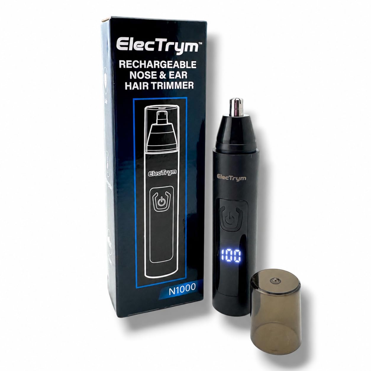 ElecTrym N1000 Rechargeable Nose & Ear Hair Trimmer, 12000 RPM Motor, 360 Degree Rotating Blade, LED Battery Display Beauty and Personal Care ElecTrym