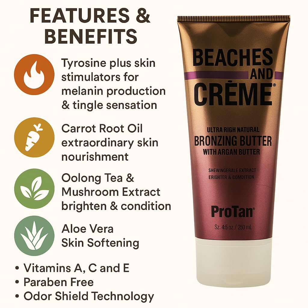 Beaches & Crème Natural Bronzer Bronzing Butter 8.5oz Beauty & Personal Care Pro Tan