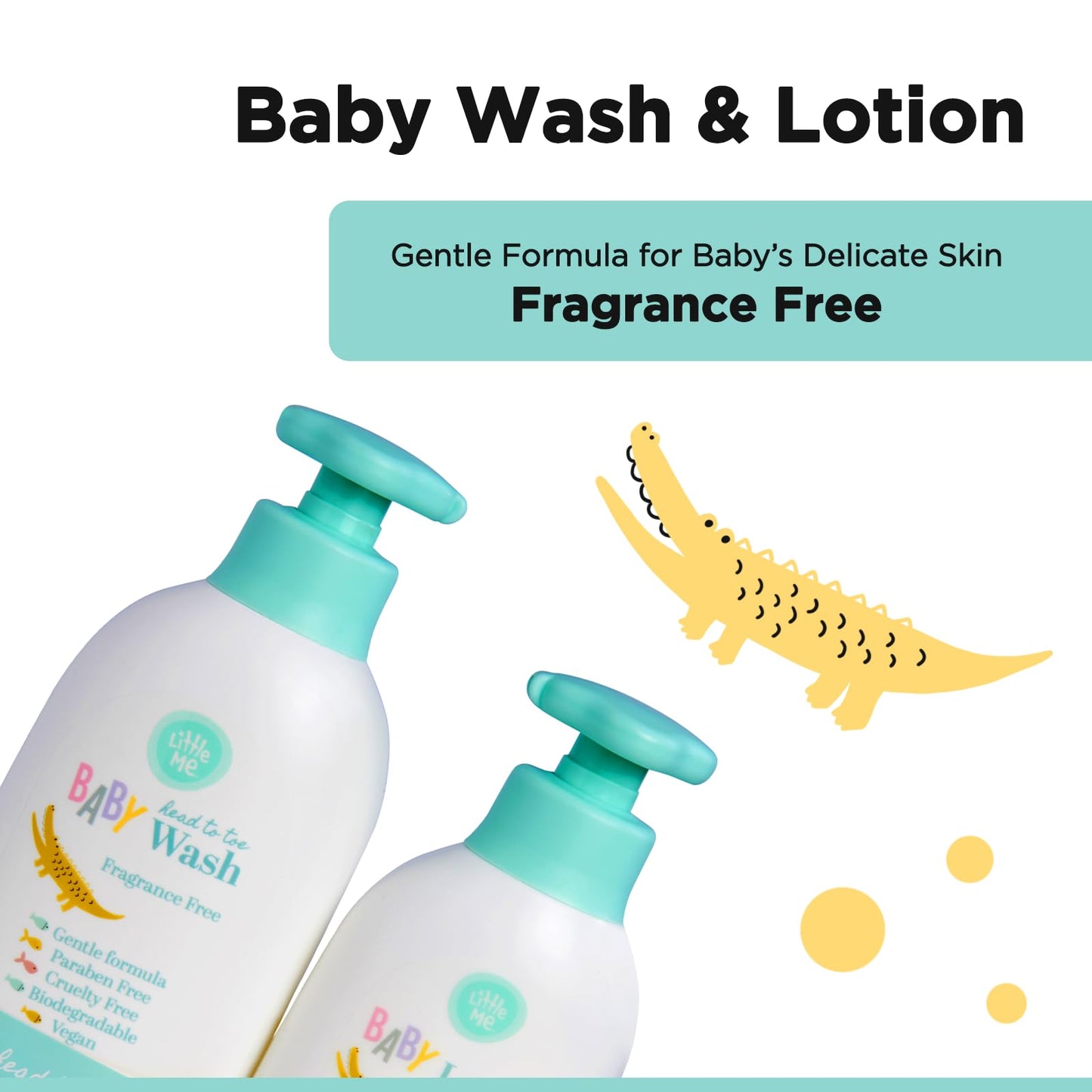 Little Me 2 Pack Set Baby Fragrance Free Head to Toe 500ml 3-In-1 Wash & 360ml Baby Lotion Beauty & Personal Care Little Me