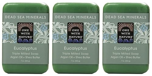 One With Nature Eucalyptus Soap (Pack Of 3) With Dead Sea Minerals, Argan Oil, Shea And Eucalyptus Essential Oil, 7 Oz. Each Beauty & Personal Care One For All