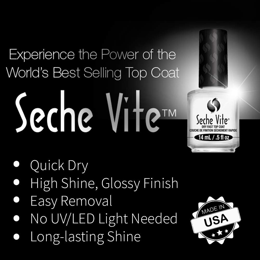 Seche Vite Dry Fast Top Coat for Nail Polish and Manicure, 0.5 oz, 2-pack Beauty & Personal Care Seche