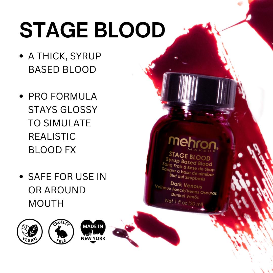 Mehron Makeup Stage Blood | Edible Fake Blood Makeup for Stage, Costume, Cosplay (1oz.) (Dark Venous) | Made in the USA Beauty & Personal Care Mehron