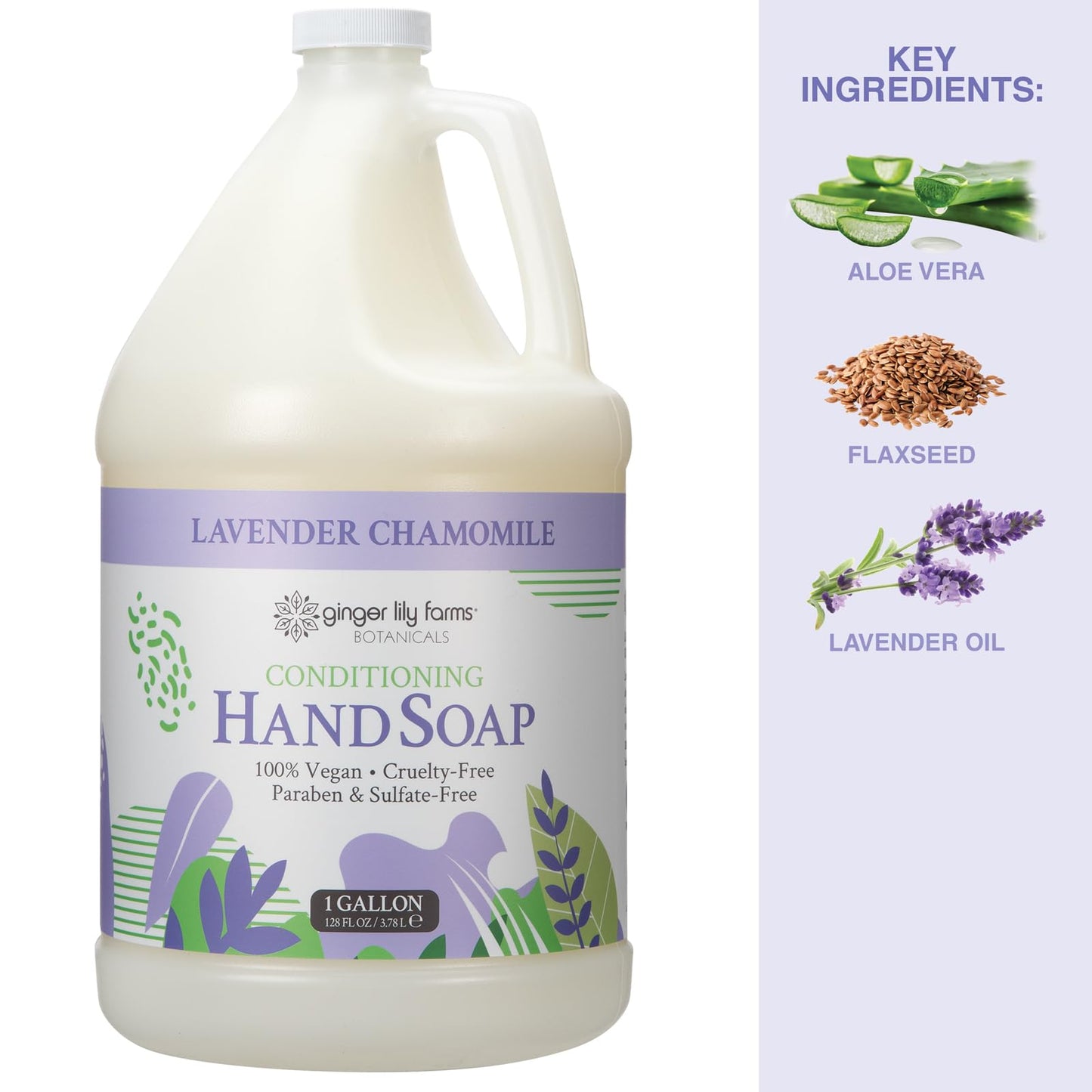 Ginger Lily Farms Botanicals All-Purpose Conditioning Liquid Hand Soap Refill, 100% Vegan & Cruelty-Free, Lavender Chamomile Scent, 1 Gallon (128 fl Beauty & Personal Care Ginger Lily Farms