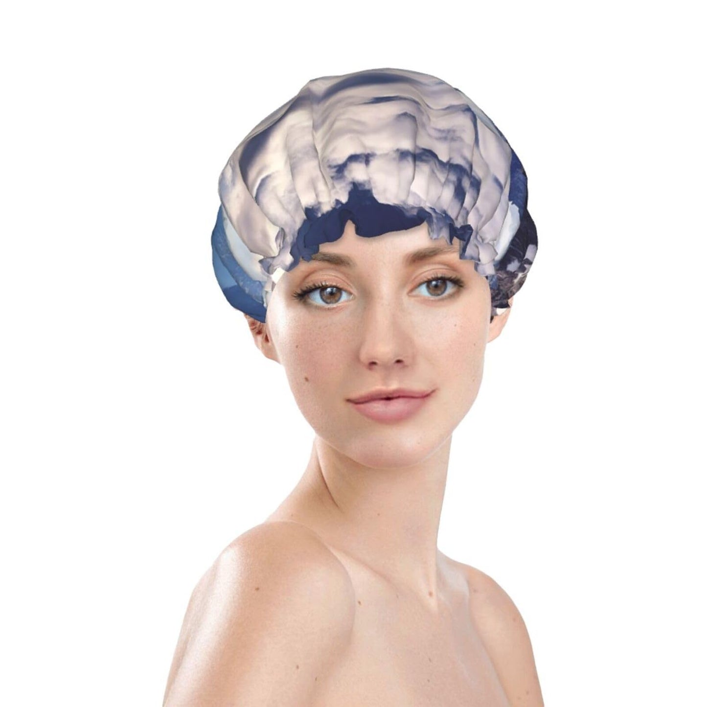 Alps Panorama Shower Cap For Women Reusable Double Layers Bathing Bath Cap Hair Caps Waterproof Elastic Band Ladies Spa Salon Shower Hat Hair Caps Beauty and Personal Care GDSHJKLW
