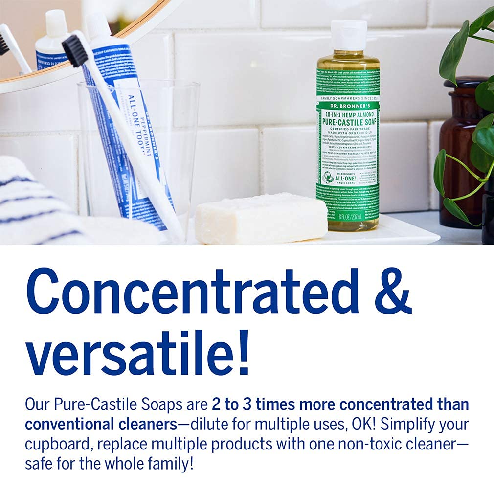 Dr. Bronner's - Pure-Castile Liquid Soap (Almond, 32 ounce) - Made with Organic Oils, 18-in-1 Uses: Face, Body, Hair, Laundry, Pets and Dishes Beauty & Personal Care Dr. Bronner's