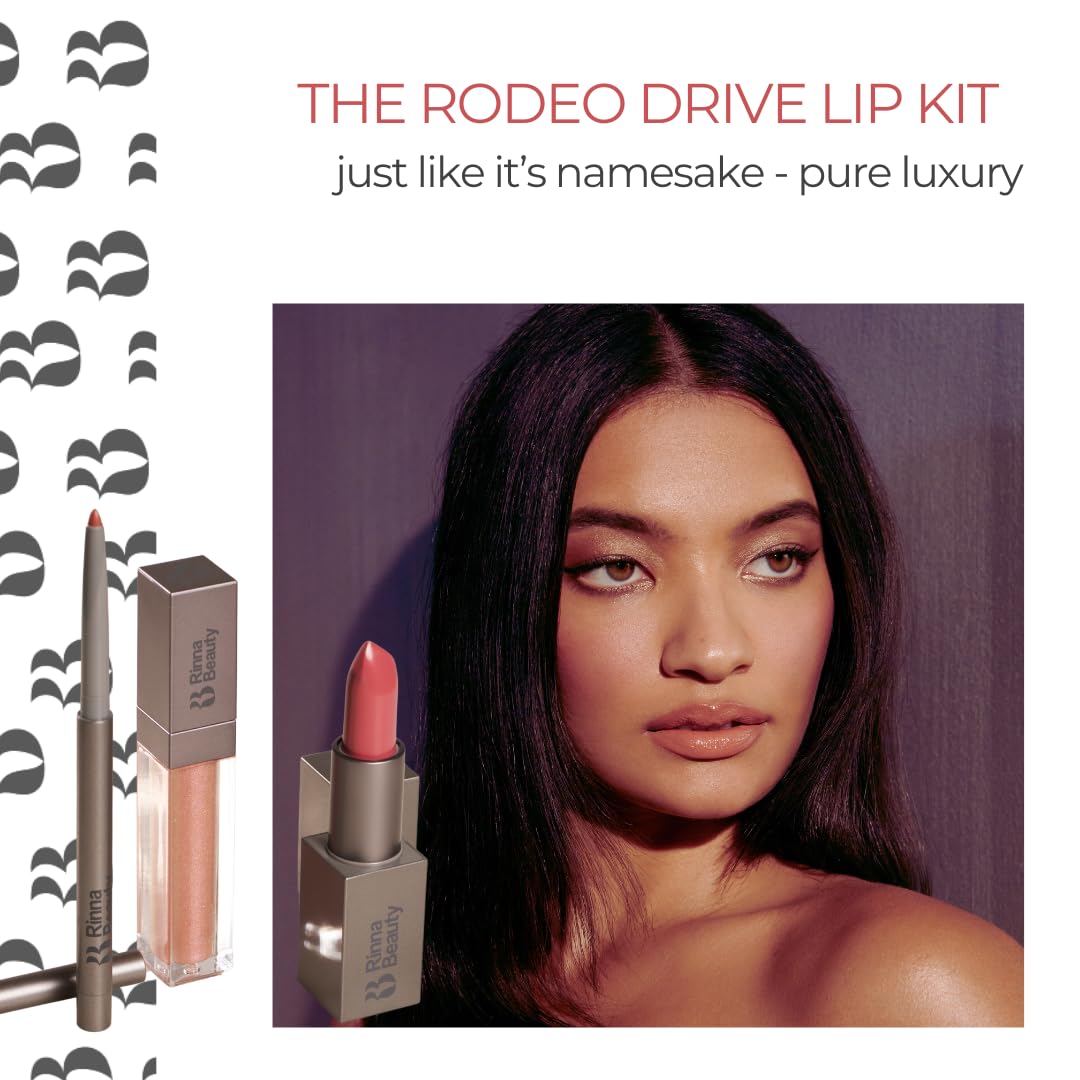 Rinna Beauty Lip Kit - Rodeo Drive - All in One Perfect Rose Lip Color - Includes Lipstick, Lip Gloss, and Lip Liner - Vegan Formula, Long-lasting, Beauty & Personal Care Rinna Beauty